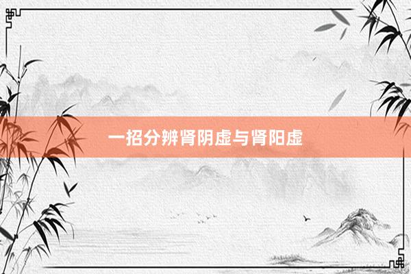 一招分辨肾阴虚与肾阳虚